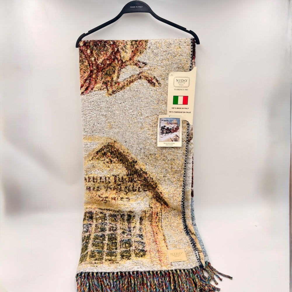 Nido Notte Italia The Night Before Christmas Woven Throw Blanket Made in Italy